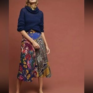 Anthropologie Moulinette Sours Teresita Scarf-Printed Patchwork Skirt Size 4